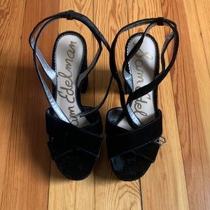 Sam Edelman Mara Platform Black Velvet Heels
